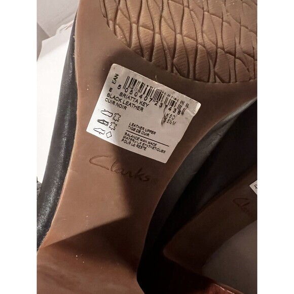 CLARKS Sandals Womens Sz 8.5 Briatta Key Slingback Block Heel Peep Toe New - Picture 6 of 10